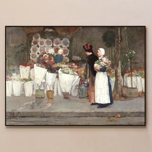 프레데릭 차일드 하삼 - 비 오는 날의 꽃시장 아름다운 명화 포스터