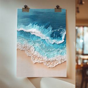 maldives waves 몰디브 바다 자수느낌 아트 포스터