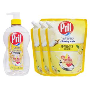 프릴 주방세제 베이킹소다 퓨어레몬 700ml + 리필 1000ml x3