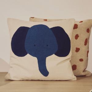 TANDANI 탄다니 코튼 블루 코끼리 방석 커버 70x70cm