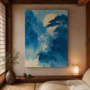 기운을 담은 호랑이 그림 액자 민화 동양화 캔버스 포스터 C