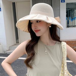 리본 여름버킷햇 왕골모자 여성 벙거지 넓은챙 햇빛가리개