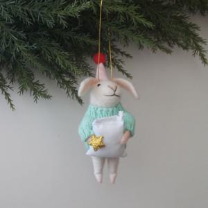 크리스마스 양모 오너먼트 꿈나라 토끼