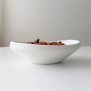 효백자 국산 도자기 타원볼 샐러드 플레이트 덮밥그릇 2size