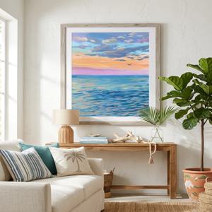 파스텔톤 노을과 잔잔한 바다 침실 인테리어 포스터&액자