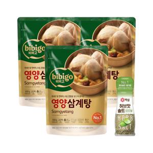 비비고 영양 삼계탕 800g*3개+백설 천일염 허브맛 솔트 순한맛 50g*1개