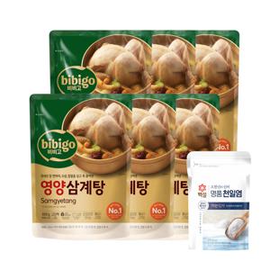 비비고 삼계탕 800g*6개+백설 명품 천일염 오천년의 신비 가는입자 소금 250g*1개
