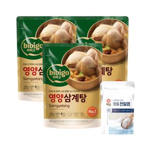 비비고 삼계탕 800g*3개+백설 명품 천일염 오천년의 신비 가는입자 소금 250g*1개