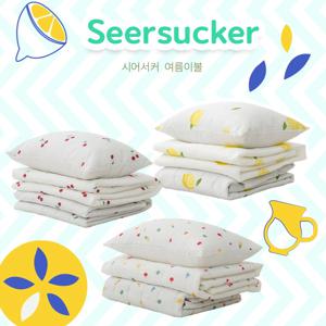 국내생산 시원한 시어서커 냉감 홑겹 여름이불 침구세트 (이불+베개커버+패드)