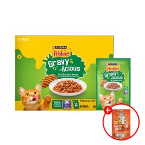 프리스키 주식파우치 그레이비 치킨 70g 12팩+파티믹스 60g 1봉증정