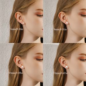 TEMU 여성 패션 귀걸이 1쌍 S925 스테인리스 실버 진주 조개 구슬 모조 진주 귀걸이 6-12mm 우아한 데일리 다용도 선물용 선물 상자 신상 진주 귀걸이 연인, , 친구, 반 친구를 위한 선물