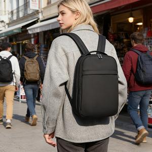 TEMU MacBook Air용 내구성 좋은 슬림 블랙 14인치 노트북 백팩, 태블릿 수납공간 포함 다중 수납칸 여행용 데이팩, 조절식 어깨끈 & 통기성 있는 벌집형 등받이 패드, 업무, 학교, 여행용 경량 비즈니스 통근 가방, 십대 및 성인용, 청소년용