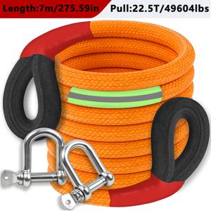 TEMU 22500 KG 49604LBS 헤비 듀티 견인 로프 키트 | /4m/5m/7m/9m 길이, U-고리 2개 & 보관 가방 포함 - 폴리아미드 소재, 트럭, SUV, 자동차, RV, 보트, 트레일러용 전지형 견인