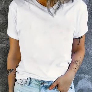 TEMU 여성용 반팔 상의 티셔츠 유럽 및 미국 패션 스포츠 캐주얼 아웃도어 상의 반팔 티셔츠
