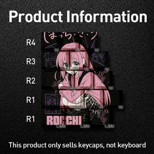 TEMU 2D Wooting CHERRY OEM 높이 기계식 키캡 세트(15키), 프린팅된 애니메이션 캐릭터 