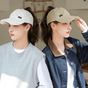 TEMU 여성용 봄/여름 오픈탑 햇πι아나형 스냅백 야구캡, 포니테일 구멍 썬햇, 다양한 색상 2개 세트, 자외선 차단 햇피아나형 모자