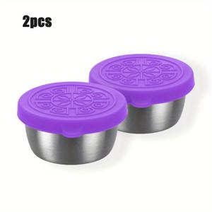 TEMU 2/6개 소스 컵 뚜껑 포함, 1.6Oz 재사용 가능한 소스 용기, 누출 방지 실리콘 뚜껑 포함, 스테인리스 스틸 조미료 컵 (샐러드 드레싱 용기, 외출용, 학교 벤토 도시락, 주방 용품, 레스토랑 용품, 피크닉 여행용 식기)
