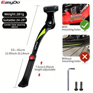 TEMU Easydo 자전거 스탠드 자전거 킥스탠드 자전거 발 스탠드 사이드 스탠드, 24-29인치 산악 자전거 사용을 위한 길이 조절 가능, 더 안정적인 주차를 위한 하단 대형 발 디자인, 3가지 모델 선택 가능