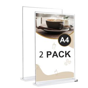 TEMU 2/3/6개 고품질 아크릴 스탠드 - A4 테이블 스탠드 명함홀더 포함, 양면 수직 아크릴 T-스탠드, 사진액자, 레스토랑, 사무실, 가정, 매장, 전시회용