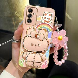 TEMU 럭키 래빗 홀더 브레이슬릿 도금 폰 케이스 - 삼성 M15 F15 M55 C55 M53 M31 M54 M52 M13 M14 노트 20울트라 20 10 10플러스 8 9 커버