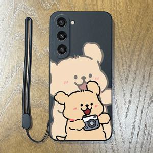 TEMU 폰 케이스: 삼성 갤럭시 S25울트라/S25+/S25/S24울트라/S24플러스/S24/S23울트라/S23플러스/S23/S22울트라/S21플러스/S20플러스/S20FE5G/노트10+/노트20울트라용 귀여운 카툰 카메라 강아지 디자인 + 핸드 스트랩