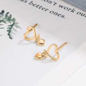 TEMU 1쌍 여성용 우아한 오픈워크 하트 드롭 귀걸이 - 일상 & 포멀 주얼리, 열린 하트 디자인, 사계절 활용 가능한 매일매일 특별한 날을 위한 다용도 댕글 귀걸이, 슬림 메탈릭 마감
