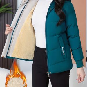 TEMU 여성용 숏 플러시 두꺼운 캐주얼 패션 후드형 신상 겨울 따뜻한 재킷, 중년 엄마들을 위한