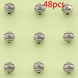 TEMU 96개/48개 6mm 티베트 스타일 원형 비즈 - 작은 구멍 기하학 스페이서 비즈, 정교한 나비 패턴 디자인, 주얼리 제작, 팔찌, 목걸이, 키체인 및 의류 장식에 적합 - 내구성이 뛰어난 수공예 재료