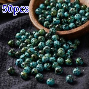 TEMU 50개 청록색 터키석 8mm 루즈 비즈, 주얼리 만들기 DIY 우아한 팔찌 목걸이 공예용