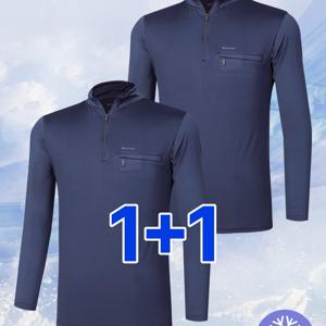 TEMU (1+1)( 2장세트! ) 남성 활용도 좋은 가성비 포켓 워크웨어 편안한 스판 긴팔 집업 티셔츠(M7OPST59)