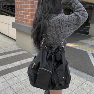 TEMU 여성용 경량 나일론 소프트 백팩 - 탈부착 크로스바디/노트북 스트랩 포함, 북백, 여행 가방, 실용적인 포켓 & 손세탁 가능 (이우 제작)