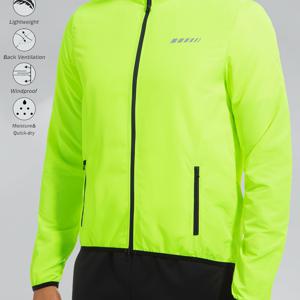 TEMU 1 남성용 방풍 자전거 재킷, 가벼운 방풍 소재, 두 손 주머니, 통기성 메쉬 백 디자인, 사이클링, 러닝, 하이킹, 봄/가을 야외 스포츠용