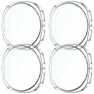 TEMU 삼성 8 호환 소프트 TPU 투명 케이스 및 화면 보호 필름 포함 4개 세트, 워치 8 40/44mm 케이스용, 스마트워치 액세서리용 보호 커버, 남아용 선물