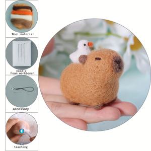 TEMU 울 카피바라 펠팅 DIY 공예 키트 - 울 펠팅, 수제 카피바라 피규어, 인형 제작을 위한 울 소재 포함, 취미 및 초보자를 위한 니들 펠팅용