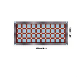 TEMU 두꺼운 10mm 고품질 인조 캐시미어 점선 바닥 1개 레트로 체크무늬 러너 러그, 대비되는 색상의 창의적인 예술 작품, 침실에 부드러운 침대 옆 러그로 완벽, 커피 테이블 바닥 매트를 위한 스타일리시하고 간편한 홈 데코