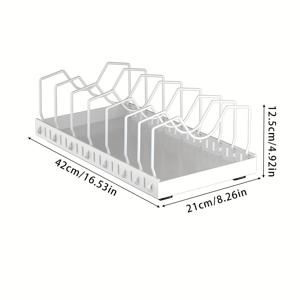 TEMU 조리기구 및 프라이팬 수납 랙 1개, 수납함 뚜껑 포함, 4계절용, 수납장 하부 수납용으로 설계, 조절식 칸막이 포함, 주방 수납장 및 베이킹 기구용으로 설계