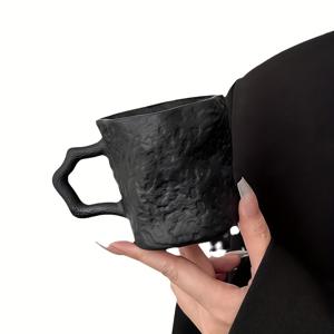 TEMU 야오 블랙 불규칙한 바위 가지 раз 핸들 컵 1개, 빙하 패턴 유리 텀블러, 음료수컵, 가정용 니치 차가운 음료 컵
