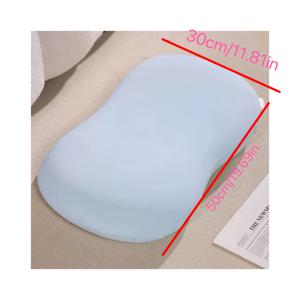 TEMU 1개 대형 도파민 아이스 실키 섬유 원단 베개, 사계절용, 3D 컨투어 표면 및 느린 복원성의 부드러운 충전재 포함. 옆으로/등으로/엎드려서 자는 사람에게 적합. 가정용 침구 베개솜. 그레이와 블루 두 가지 색상 제공
