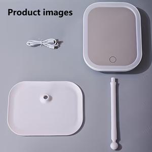 TEMU 360° 회전式 LED 화장거울, 3가지 색상 조명, 터치 컨트롤 밝기 조절 화장대 거울, 충전식 배터리, 스탠드 포함 휴대용 접이식 디자인, 소형 여행용 화장품 거울