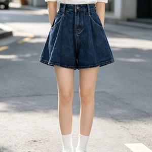 TEMU 여성 여름 청반바지 와이드 얇은 루즈핏 주름 데일리 캐주얼 포켓 편안한 하이웨스트 통기성 슬림소녀 SLIM GIRL