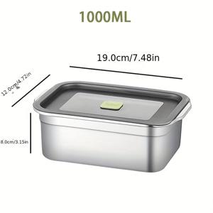 TEMU 1개 304 스테인리스 스틸 직사각형 밀봉 뚜껑 식품 보관 용기, 보관 용기, 냉장고 및 냉동고 보관용 식품 보존 냉동실 박스, 다기능 세척이 쉬운 식품 용기, 용량: 700ml, 1000ml, 1500ml, 1900ml, 식기세척기 사용 가능, 오븐 사용 가능, 증기 배출 밸브 PVC 포함, 미니/휴대용/가성비에 중점