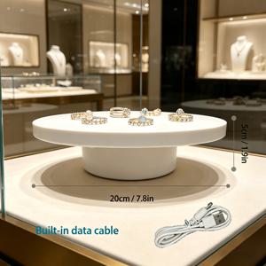 TEMU 20Cm (7.8In) 전동 턴테이블 자동 디스플레이 스탠드 (USB 데이터 케이블 필요), 방향 조절 가능, 실제 물품 디스플레이 테이블, 회전 베이스, 사진 및 라이브 스트리밍, 주얼리 및 피규어 제품 디스플레이