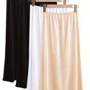TEMU 4pcs 여성 봄 여름 신상 미끄럼 방지 안감 스커트 미디 길이 패치워크 레이스 트림 하프 스커트 시스루 방지 베이스 드레스/올 시즌 레이스 베이스 드레스 시스루 방지 편안한 안전 드레스 미디 길이 스커트 여성