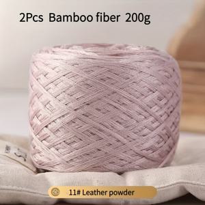 TEMU 2개 세트 200g 대나무 섬유 실, 수제 DIY, 뜨개질 및 코바늘용, 스웨터, 재킷, 조끼, 숄, 모자, 스카프 등에 적합, 봄, 여름, 가을에 부드럽고 편안한 통기성 좋은 실