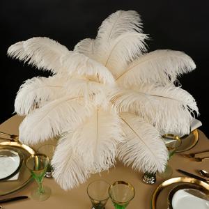 TEMU 30-35cm 15개 12-14인치 인공 타조 깃털 - 리얼리스틱 폭신한 깃털, 웨딩, 파티, 홈 데코에 우아함 - 관리 필요 없는 플로럴 아레인지먼트, 센터피스 - 내구성 있고 부드러운 깃털 같은 질감, 이벤트, 크리스마스, 라마단에 적합