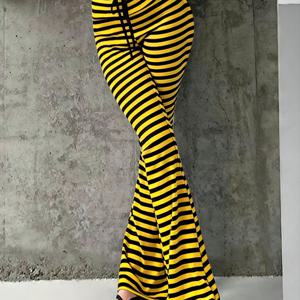TEMU 여성용 디지털 프린팅 플레어 팬츠, 편안하고 활용도 높은 니트웨어 아우터웨어, 하이웨이스트 커프스 디자인