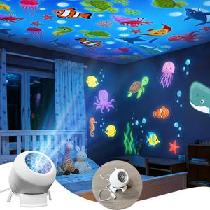 TEMU 창의적인 LED 프로젝터 무드등, LED 별빛 바다 프로젝터 조명, 360도 회전 프로젝션 테이블 조명, USB 플러그인 앰비언트 램프, 침실, 게임 룸, 거실 장식 조명