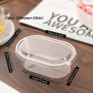 TEMU 타히리오 타원형 재사용 가능한 디저트 용기 20개, 16.91oz PET 박스, 및 푸딩용, 플립탑 뚜껑 포함. 축하 행사, 결혼식, 특별한 이벤트에 완벽하며 우아한 진열과 안전한 밀봉을 제공합니다