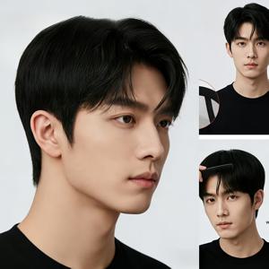TEMU 남성용 미리 풀어진 헤어라인의 짧은 가발 - 부드러운 인조모발, 일상 착용에 적합, 자연스러운 가발, 탈모 및 모발 가늘어짐용, 하루 종일 편안한 착용감, 모든 피부톤 및 인종에 적합