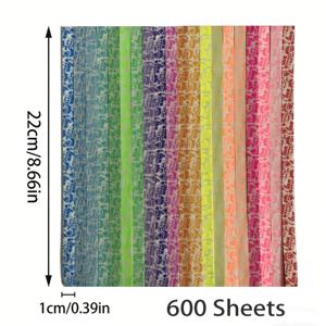 TEMU DIY 공예용 형광 별 접이식 종이 600매, UV에 반짝이는 야광 반투명 별 스트립, 병 장식, 파티 답례품, 스크랩북킹 & 야광 파티용 - 아래에서 빛나는 제품